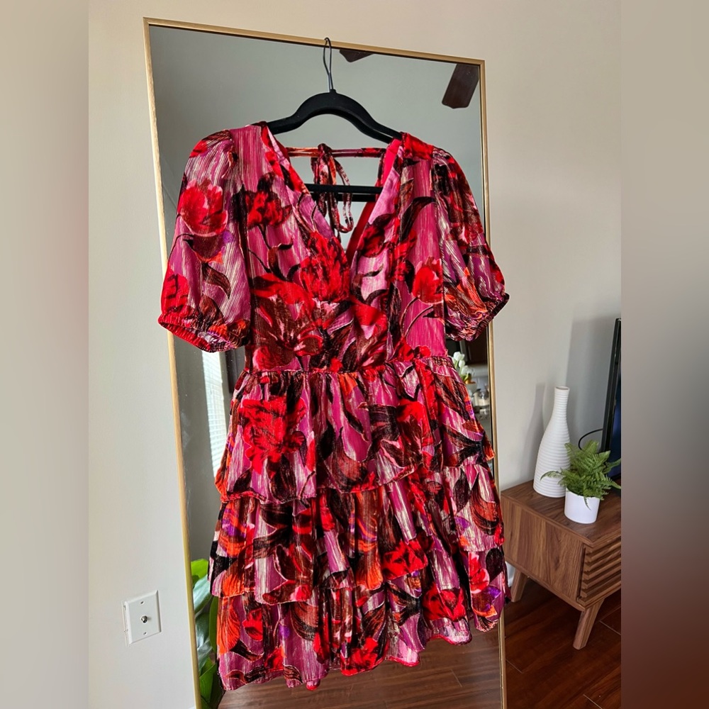 Adelyn Rae Khalia Velvet Burnout Tiered Dress